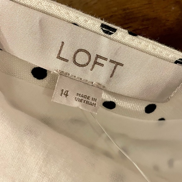 NWT Loft White/Black Dotted Flared Dress size 14 - Picture 12 of 16